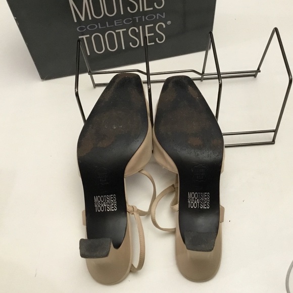 Mootsies Tootsies 11M Geisha Champagne Satin 3.25” Heels - CZ Buckles - Wedding - Picture 5 of 10